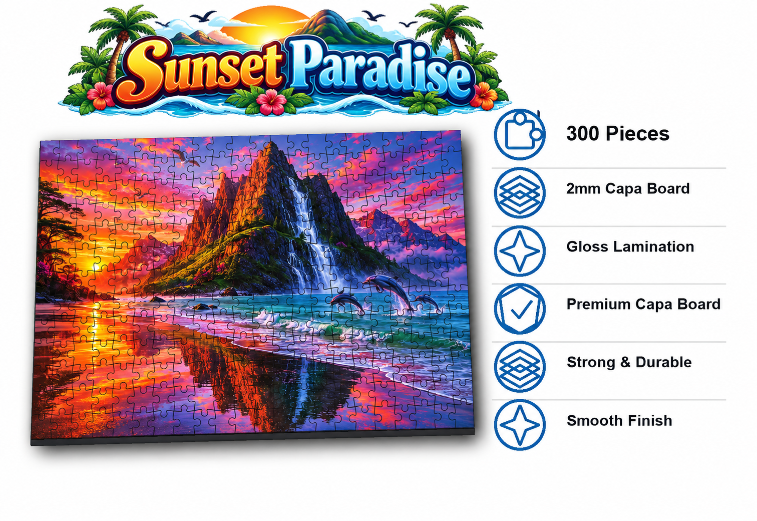Sunset Paradise Jigsaw Puzzle for Kids – 150 & 300 Pieces – Xair