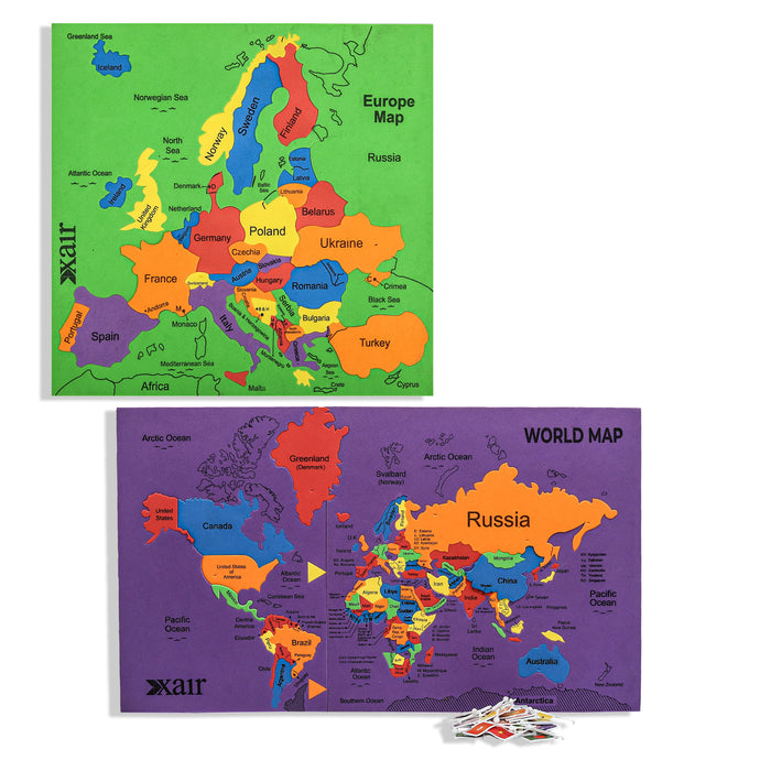 EVA Foam World Map Puzzle for Kids with Flags – Interactive Geography Learning Mat