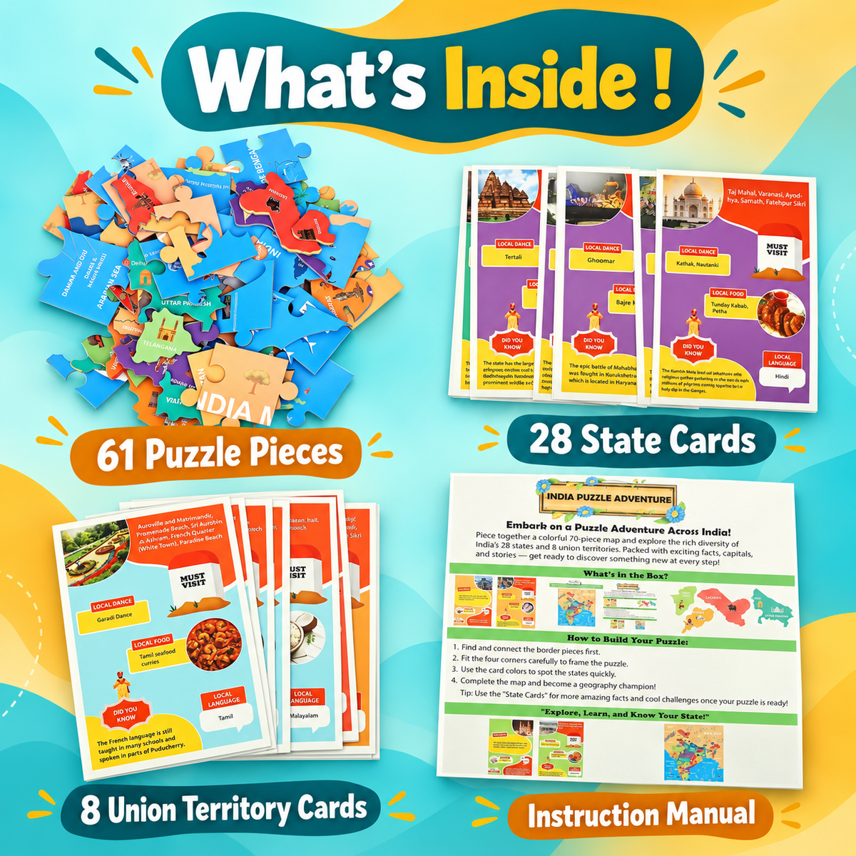 Cardboard India Map Puzzle for Kids