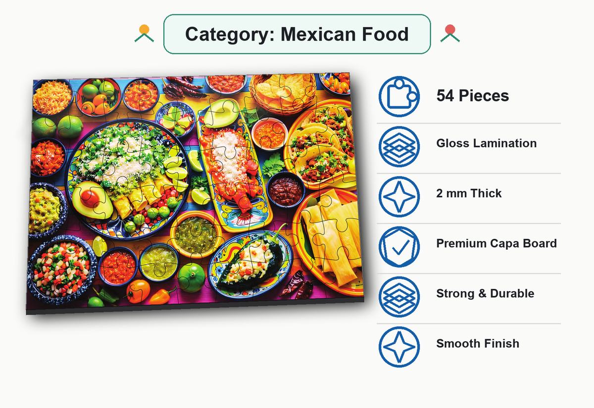 Tasty Treat 54-Piece Mexican Food Jigsaw Puzzle for Kids