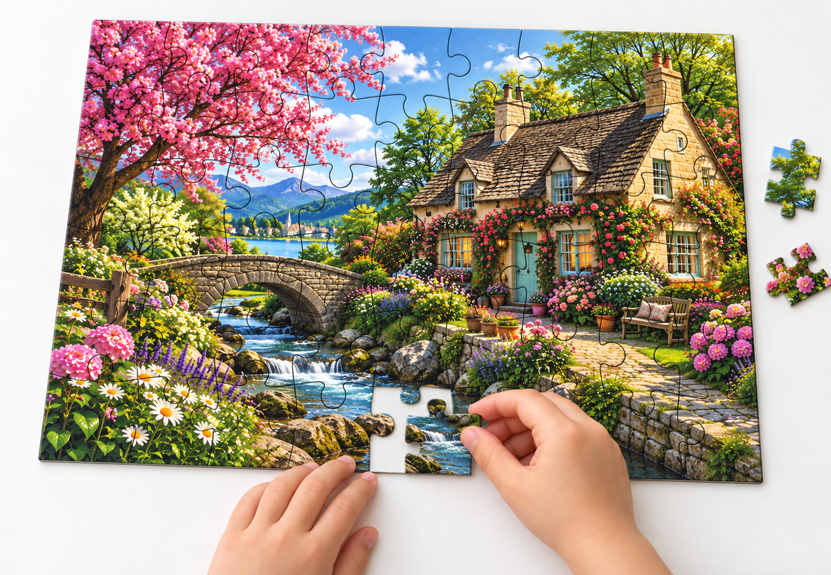 Blooming Cottage 54-Piece Jigsaw Puzzle for Kids