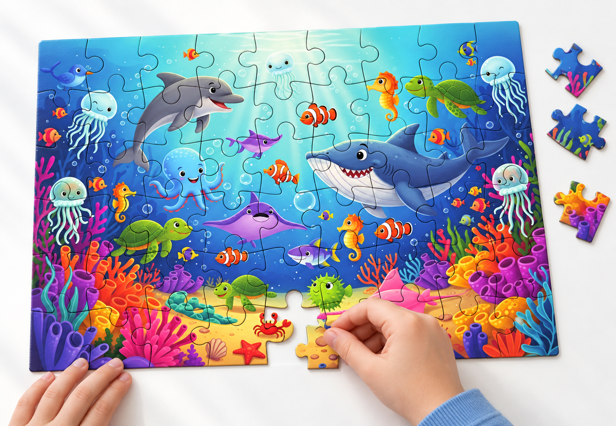 Sea Animals 54-Piece Jigsaw Puzzle for Kids