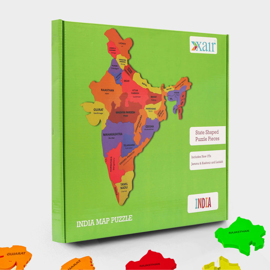 India Puzzle Map with Flash Cards – Educational Learning Toy for Kids