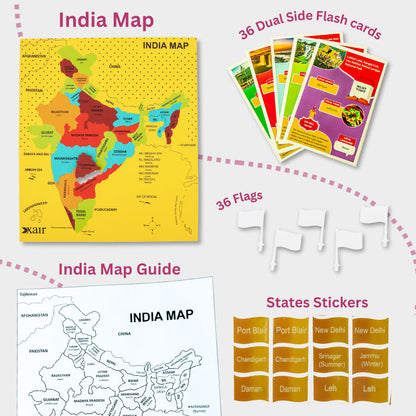 India Puzzle Map with Flash Cards – Educational Learning Toy for Kids