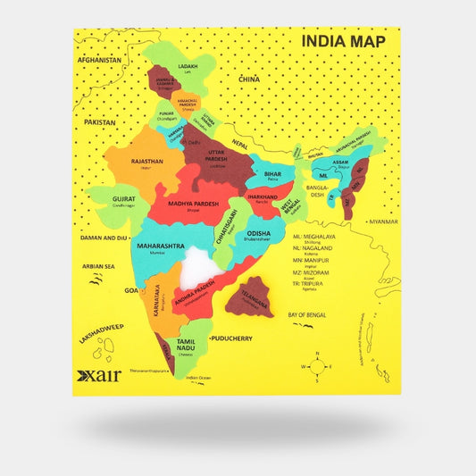India Puzzle Map with Flash Cards
