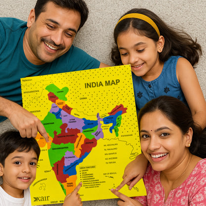India Puzzle Map with Flash Cards – Educational Learning Toy for Kids