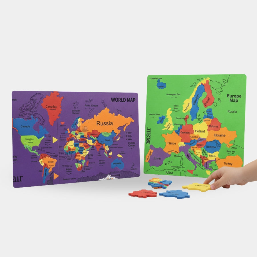 Eva World Map Puzzle for Kids with Flags