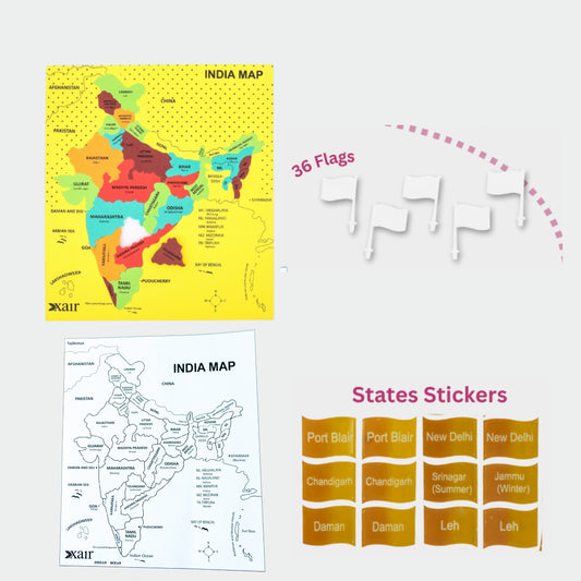 XAIR Business EVA Map Puzzle Combo – World Map, India Map & Europe Map Educational Learning Puzzle for Kids