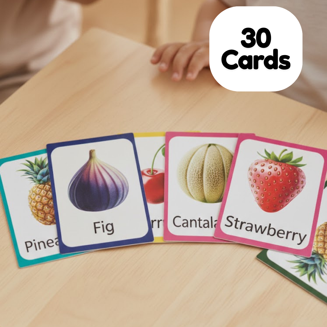 Fruits Names Learning Flash Cards for Kids – Educational Cards with Bright Images