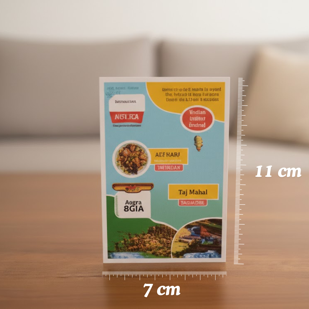 Product packaging with branding and images on a wooden surface, accompanied by a ruler for scale.