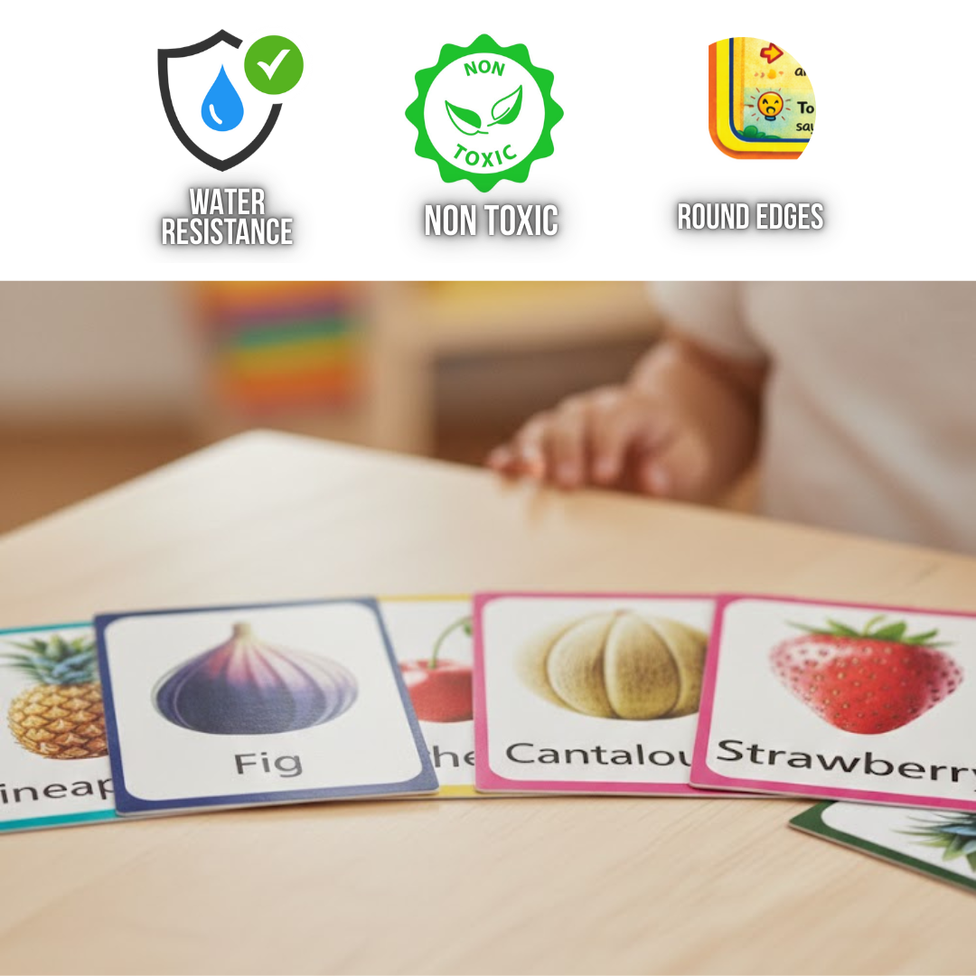 Fruits Names Learning Flash Cards for Kids – Educational Cards with Bright Images