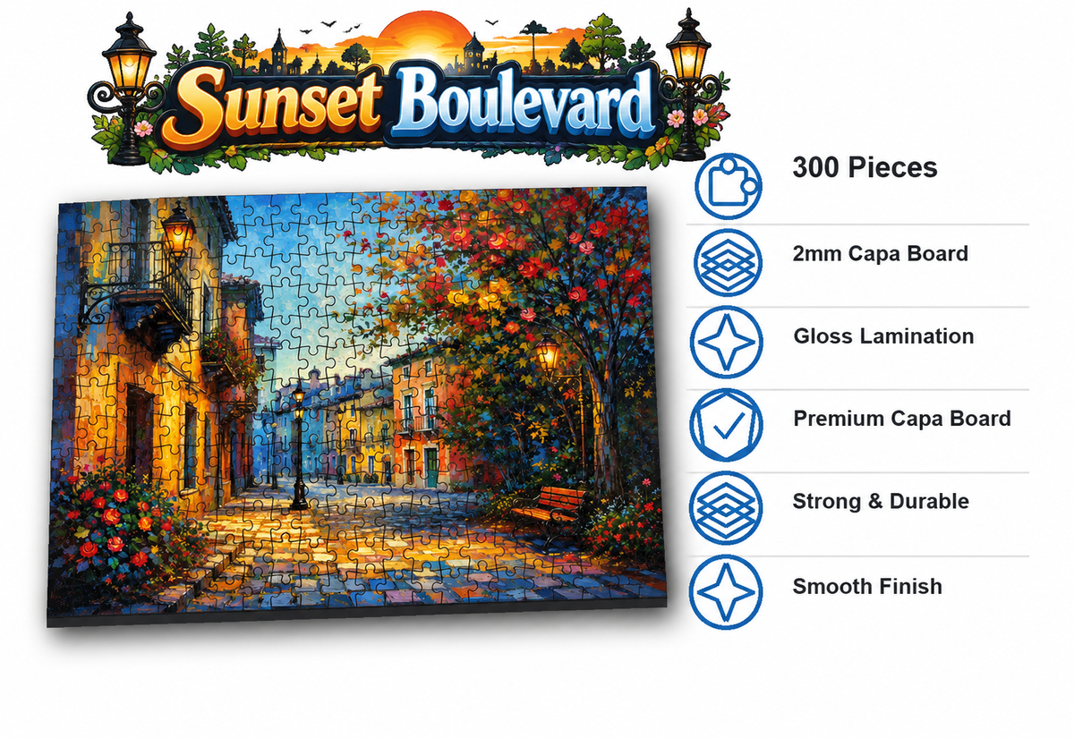 Sunset Boulevard Jigsaw Puzzle for Kids – 150 & 300 Pieces