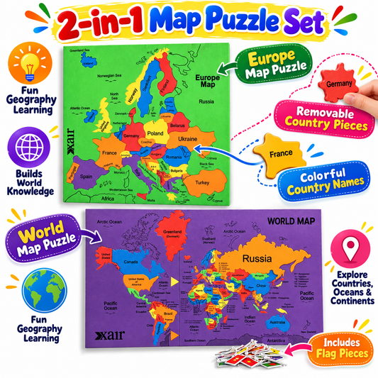 EVA Foam World Map Puzzle for Kids with Flags – Interactive Geography Learning Mat