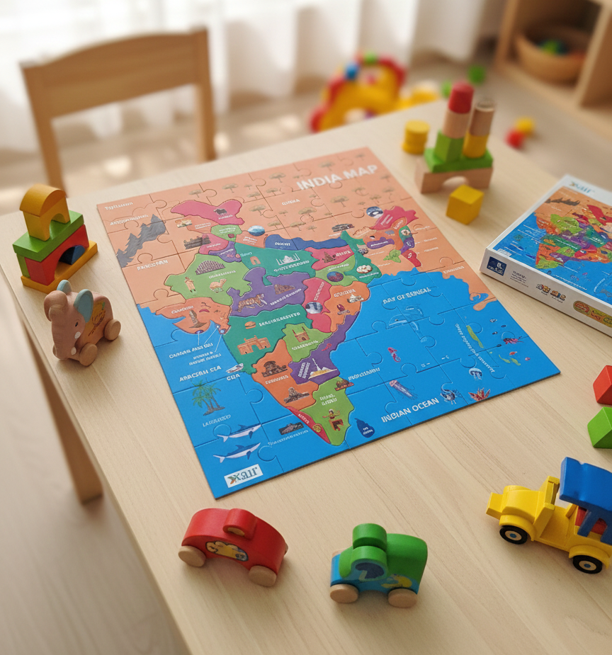 India Map Puzzle for Kids With Flash Cards