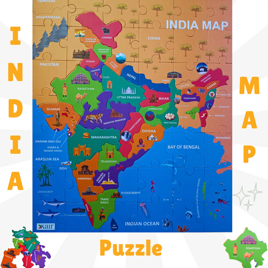 India Map Educational Puzzle for Kids – Learn States, Capitals, Geography with Colorful Jigsaw Puzzle Toy