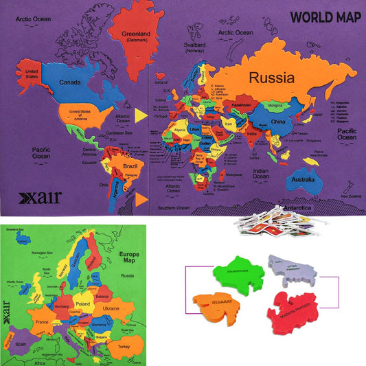 World Map Puzzle for Kids – Educational Learning Toy with Flags