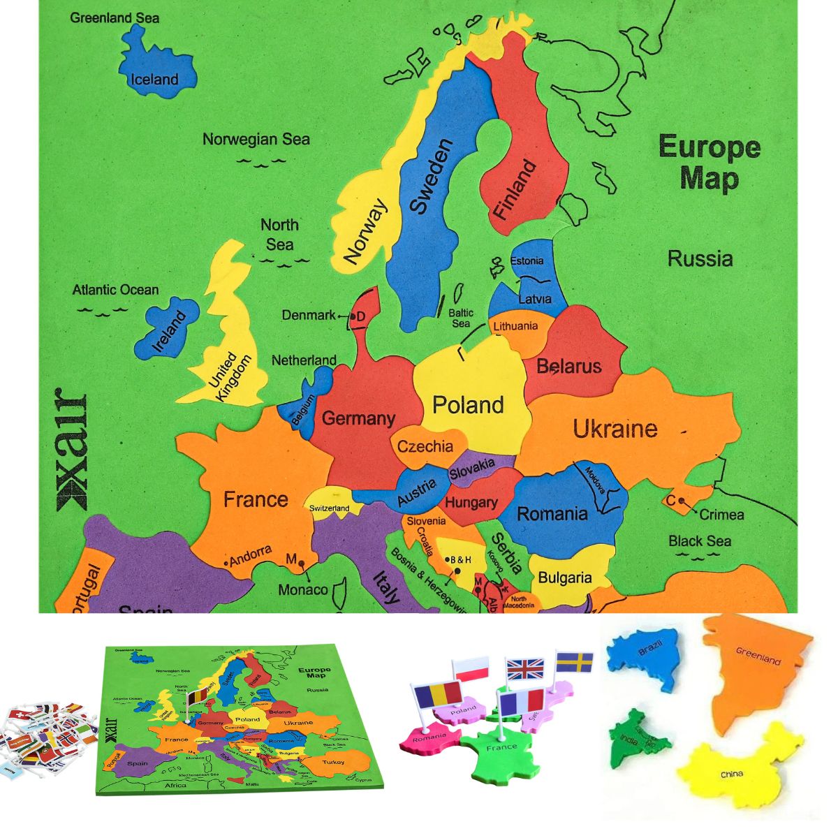 World Map Puzzle for Kids – Educational Learning Toy with Flags
