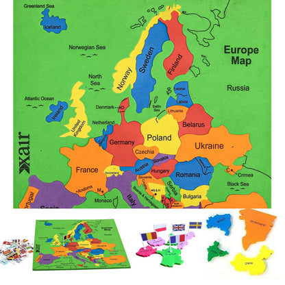 World Map Puzzle for Kids – Educational Learning Toy with Flags