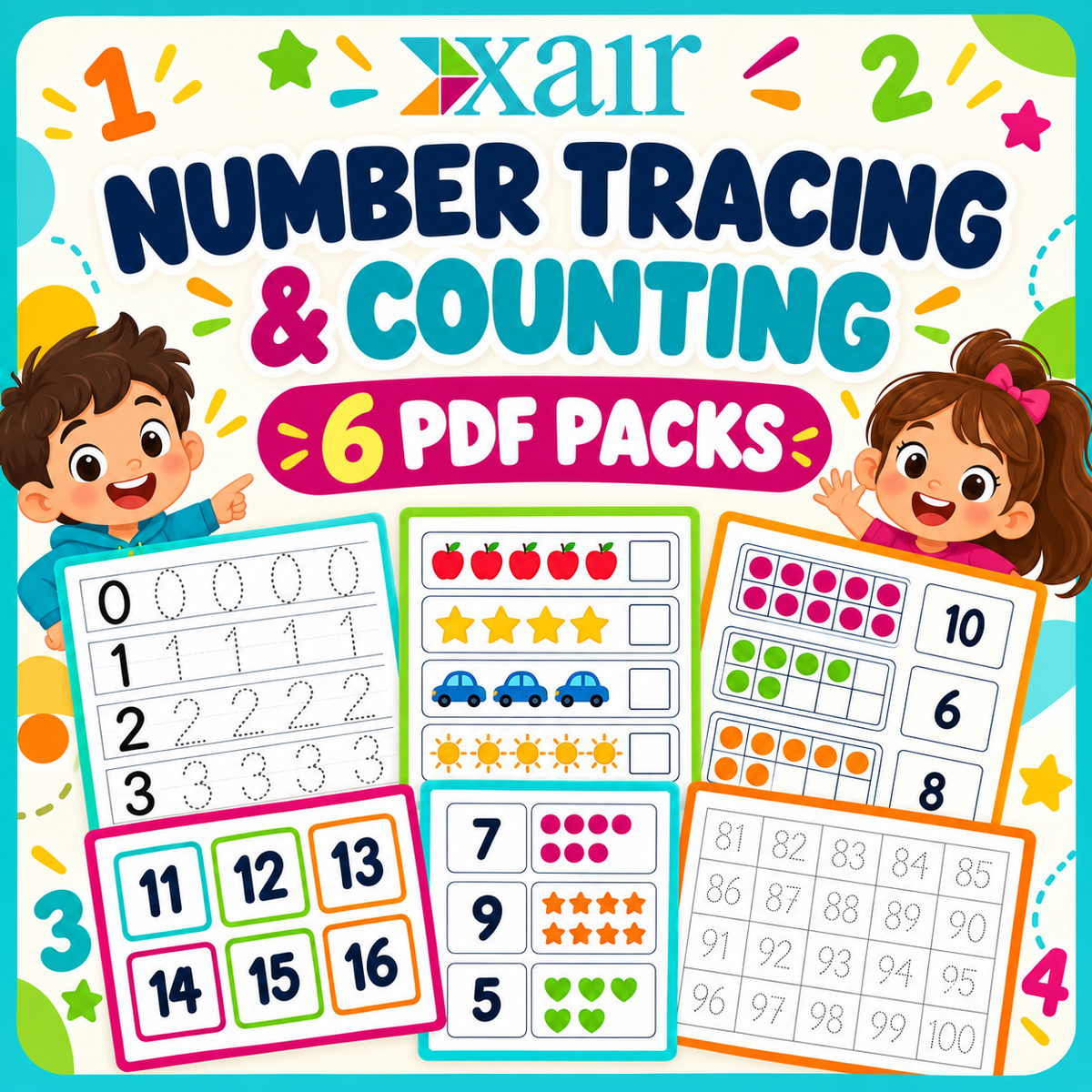 Number Tracing, Recognition & Counting Challenge Worksheets