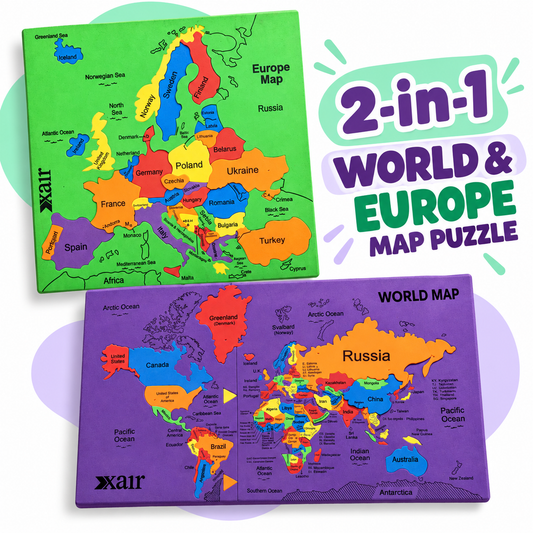 EVA Foam World Map Puzzle for Kids with Flags – Interactive Geography Learning Mat