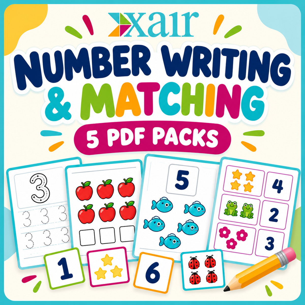 Number Writing, Counting & Quantity Matching Worksheets