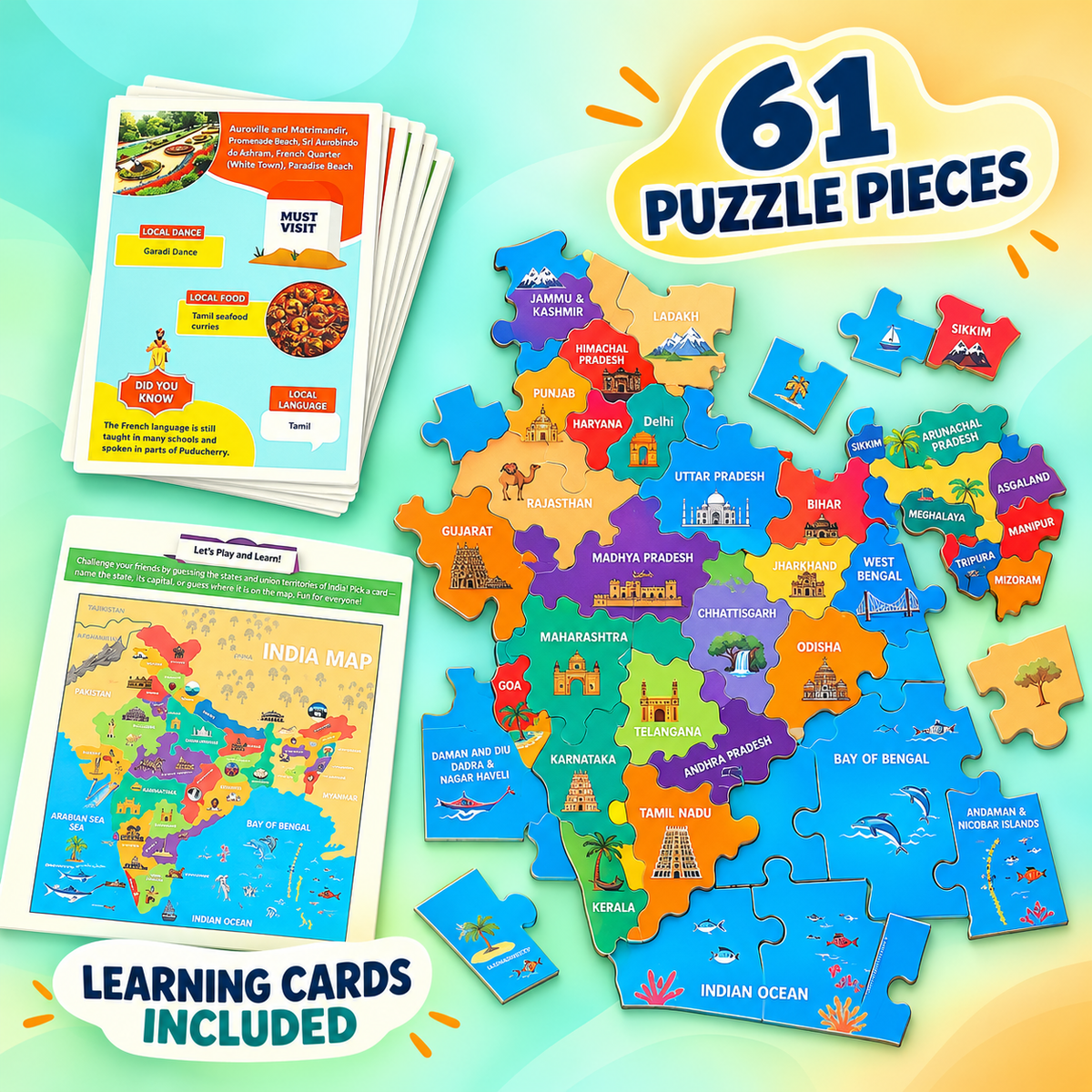 Cardboard India Map Puzzle for Kids