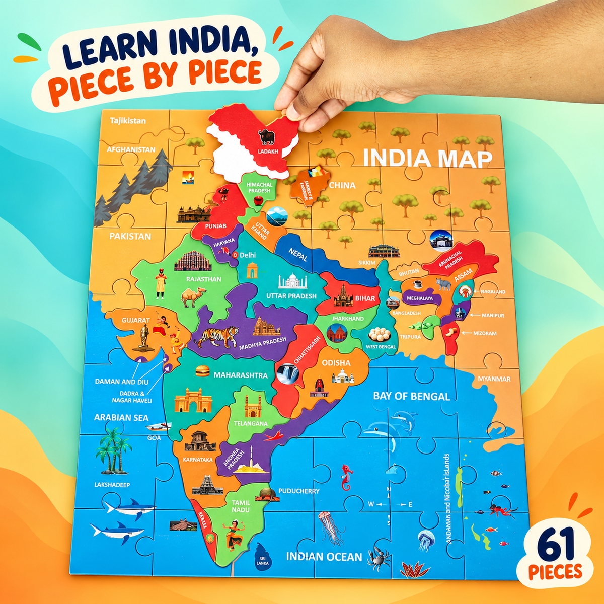 Cardboard India Map Puzzle for Kids