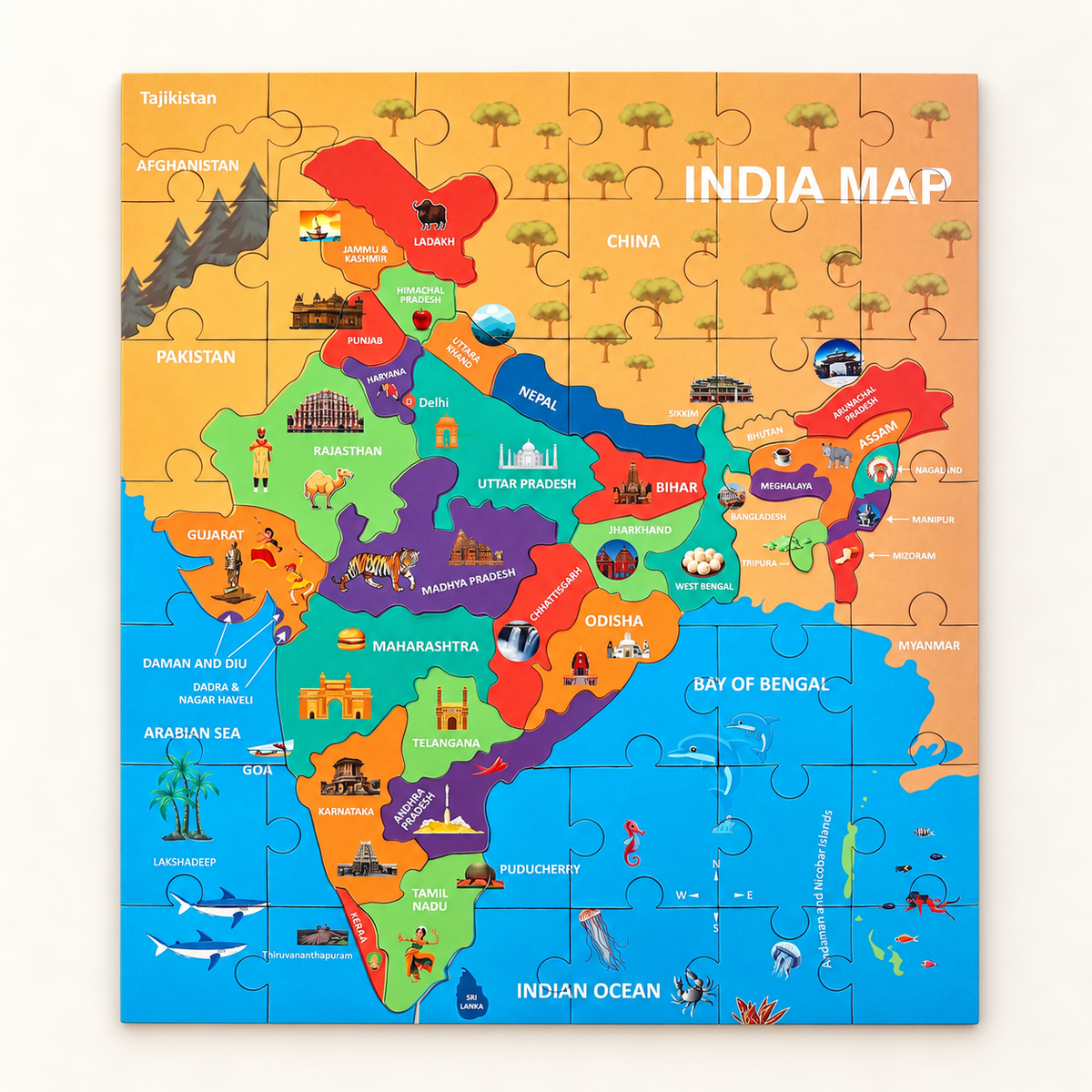 Cardboard India Map Puzzle for Kids