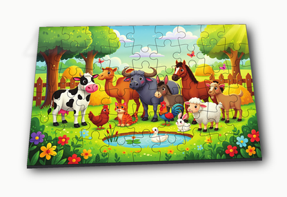 Domestic Animals 54-Piece Jigsaw Puzzle for Kids