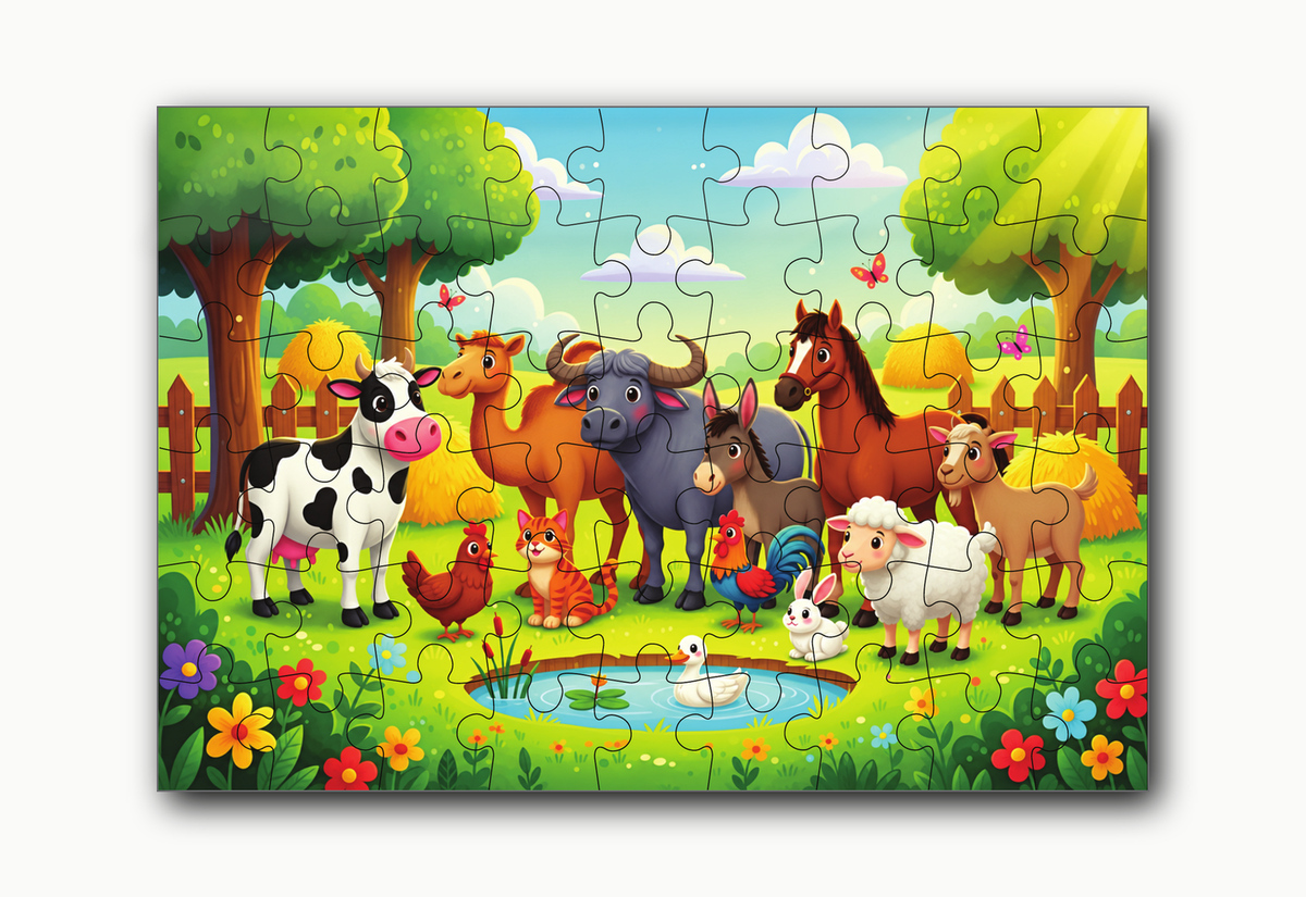 Domestic Animals 54-Piece Jigsaw Puzzle for Kids