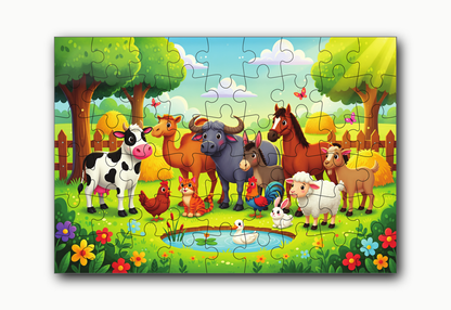 Domestic Animals 54-Piece Jigsaw Puzzle for Kids