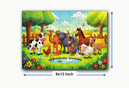 Domestic Animals 54-Piece Jigsaw Puzzle for Kids