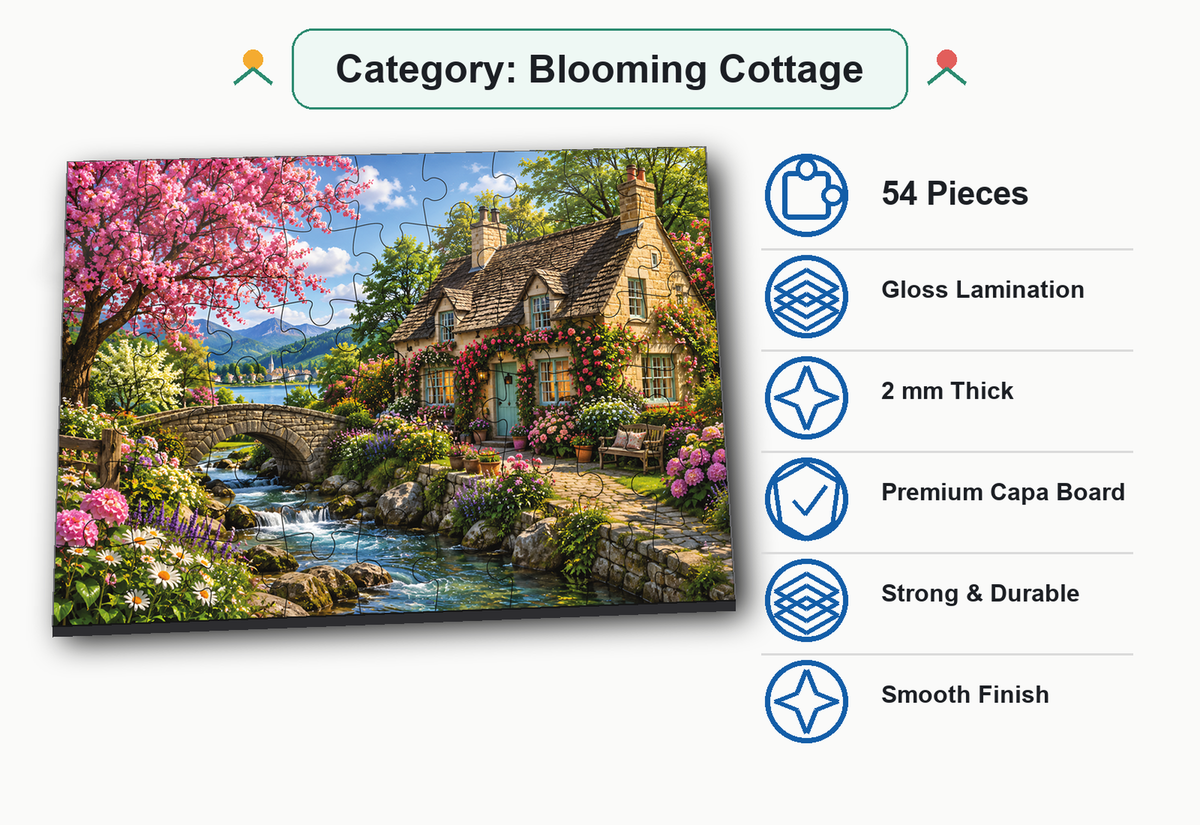 Blooming Cottage 54-Piece Jigsaw Puzzle for Kids
