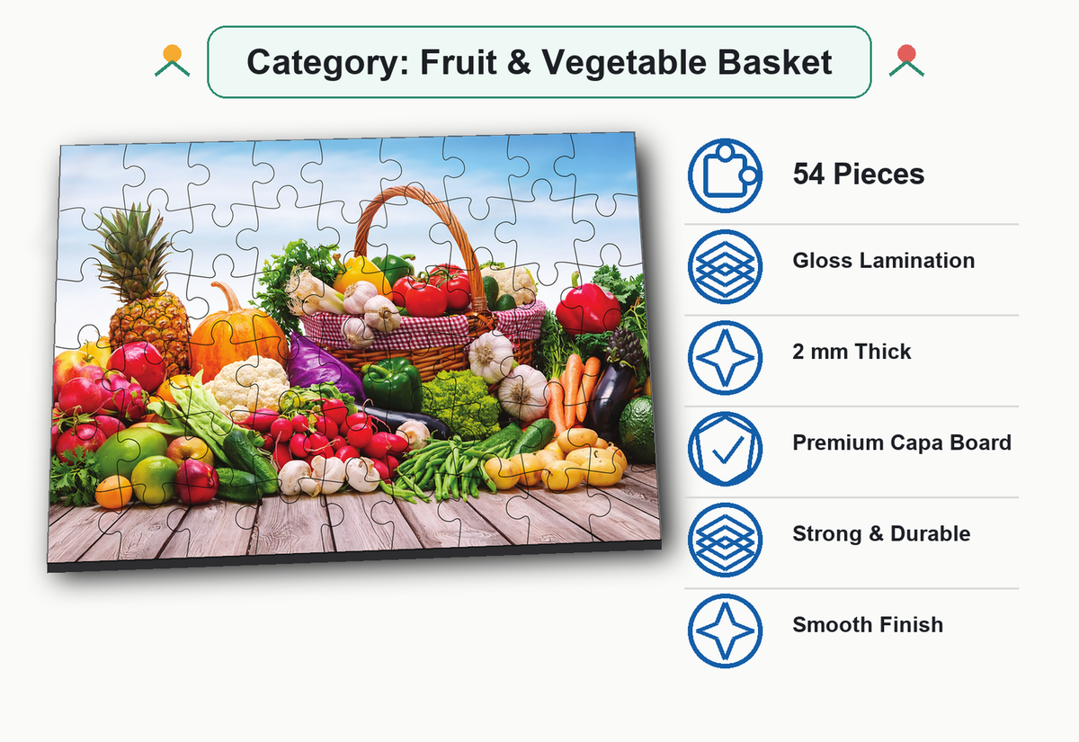 Fruit & Vegetable Basket 54-Piece Jigsaw Puzzle for Kids
