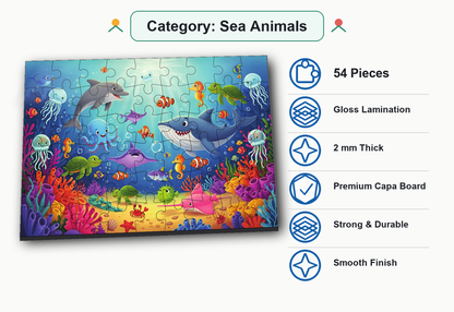 Sea Animals 54-Piece Jigsaw Puzzle for Kids