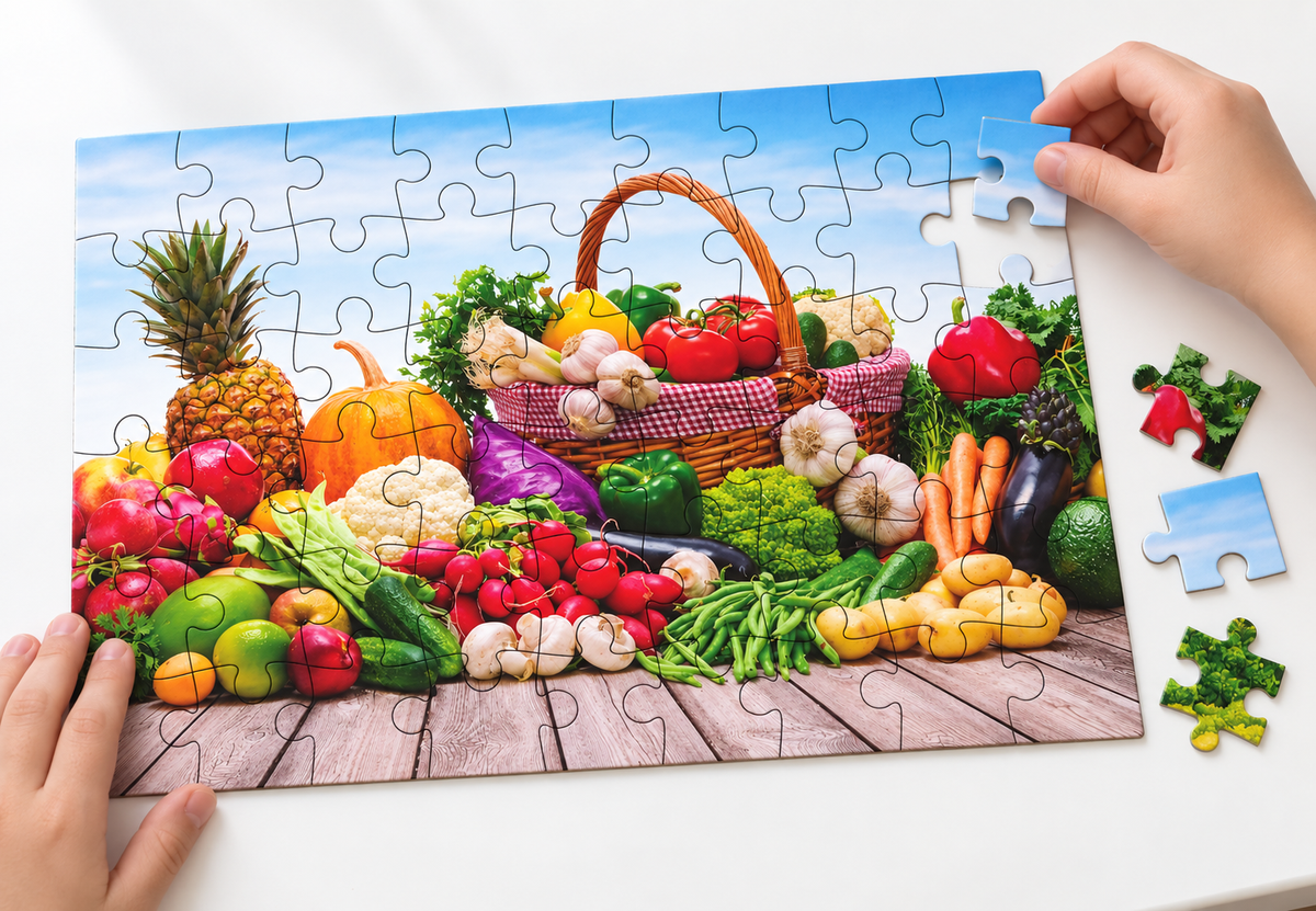 Fruit & Vegetable Basket 54-Piece Jigsaw Puzzle for Kids