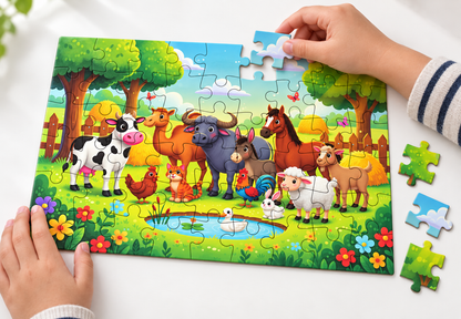Domestic Animals 54-Piece Jigsaw Puzzle for Kids