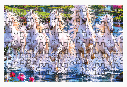 Galloping White Horse Jigsaw Puzzle for Kids – 150 & 300 Pieces