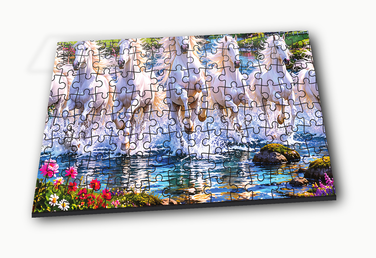 Galloping White Horse Jigsaw Puzzle for Kids – 150 & 300 Pieces