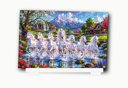 Galloping White Horse Jigsaw Puzzle for Kids – 150 & 300 Pieces