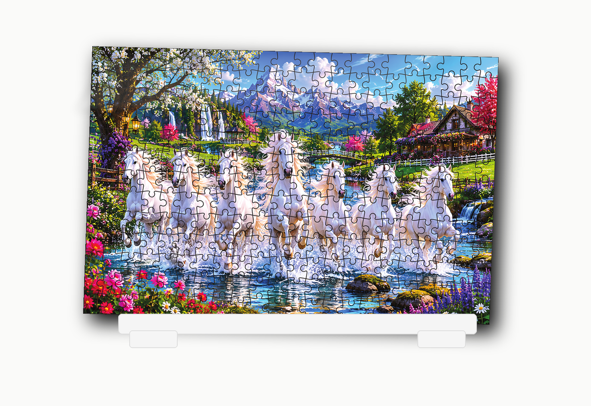 Galloping White Horse Jigsaw Puzzle for Kids – 150 & 300 Pieces
