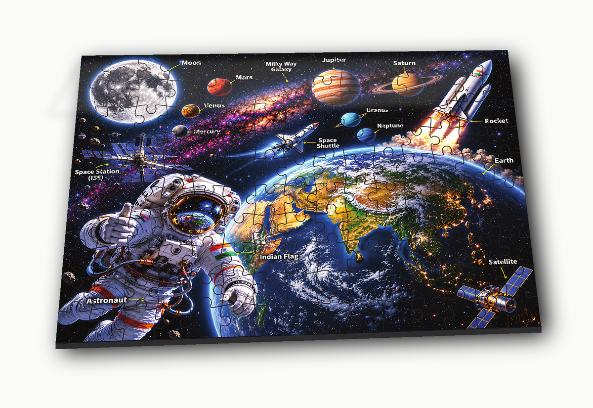 Space Explorer 150-piece jigsaw puzzle for kids - angled product view